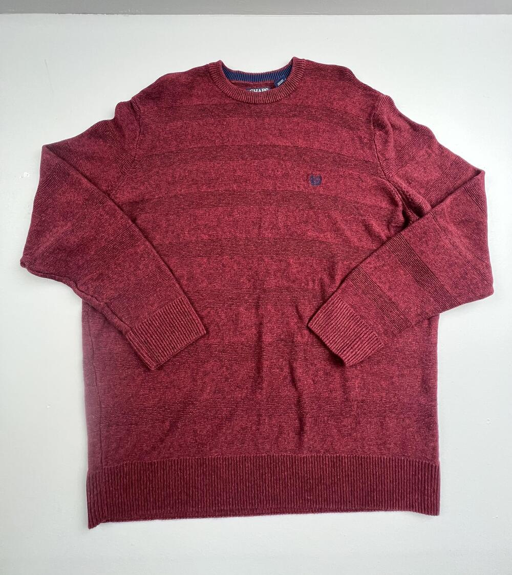 Chaps Sweater Mens 3XLT Red Striped Crewneck Knit Pullover Big Tall Casual